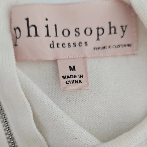 Philosophy Striped Cap Sleeve Sweater Dress in Cream and Black Size Medium. - Picture 3 of 5